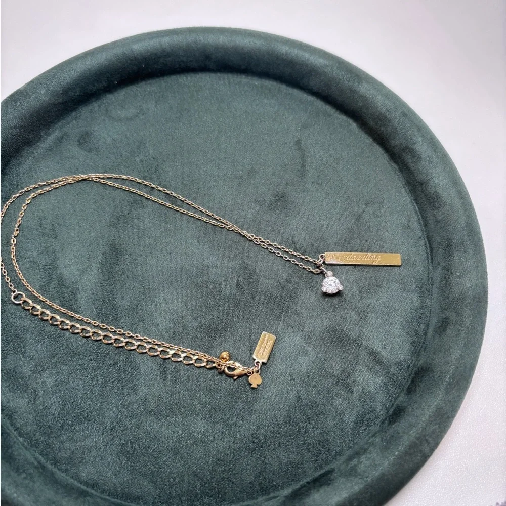 Kate Spade New York April Born to Be Dazzling Gold-Tone Bar Pendant Necklace - Picture 8 of 9